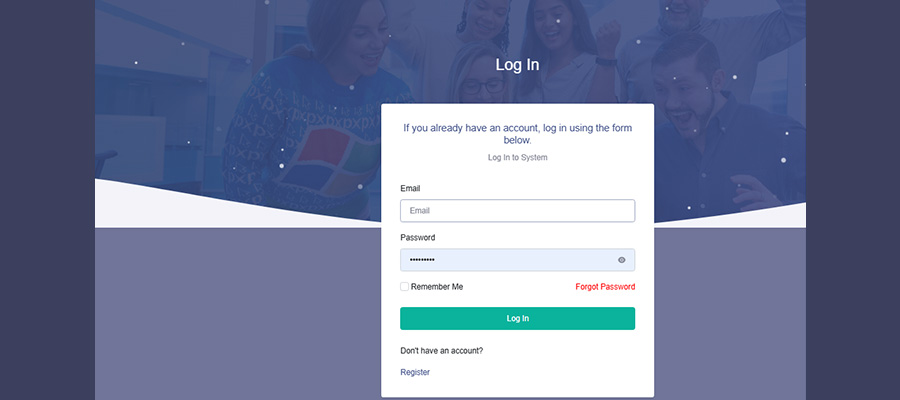 This image shows the page where you can log in to your dedicated QR code management panel.